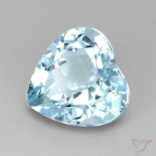 Topázio Céu azul Natural 4.28ct, Coração, VVS-VS