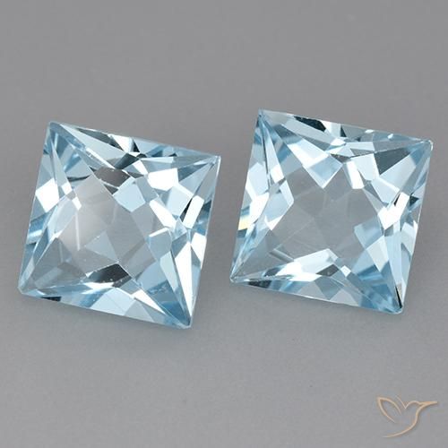 Pedras preciosas de Topázio Céu azul natural de 6.31 ct, Quadrado, VVS-VS