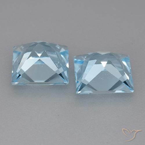 Pedras preciosas de Topázio Céu azul natural de 6.31 ct, Quadrado, VVS-VS