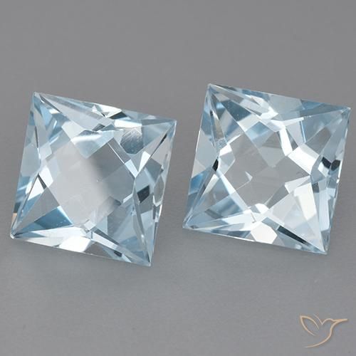 Pedras preciosas de Topázio Céu azul natural de 6.22 ct, Quadrado, VVS