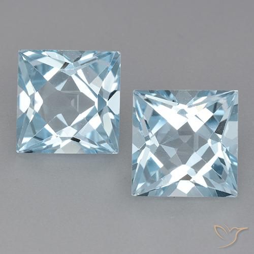 5.92ctw Natural Céu azul Topázio, Quadrado, VVS-VS