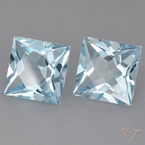 Pedras preciosas de Topázio Céu azul natural de 5.92 ct, Quadrado, VVS-VS