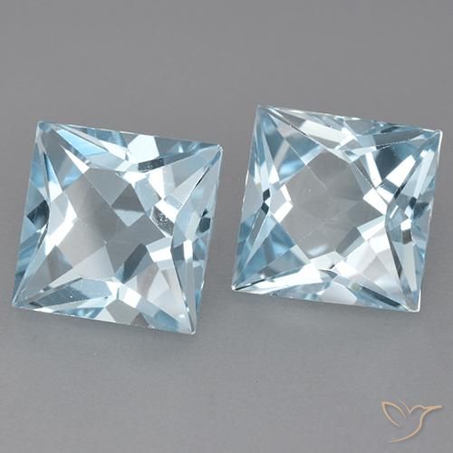 Pedras preciosas de Topázio Céu azul natural de 6.29 ct, Quadrado, VVS-VS