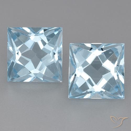 6.58ctw Natural Céu azul Topázio, Quadrado, VVS