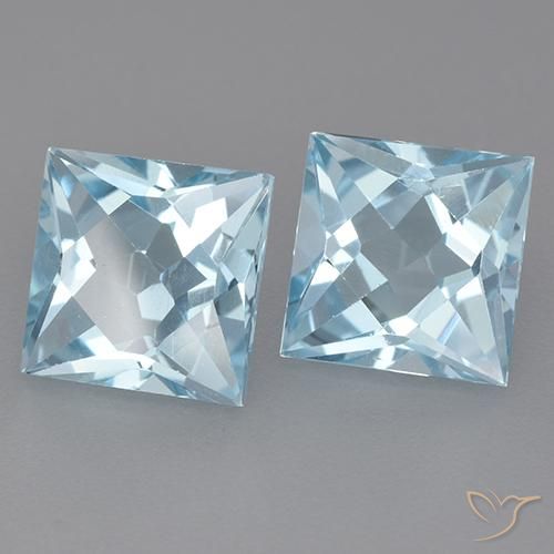 Pedras preciosas de Topázio Céu azul natural de 6.58 ct, Quadrado, VVS