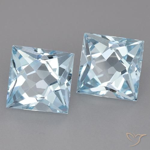 Pedras preciosas de Topázio Céu azul natural de 6.59 ct, Quadrado, VVS