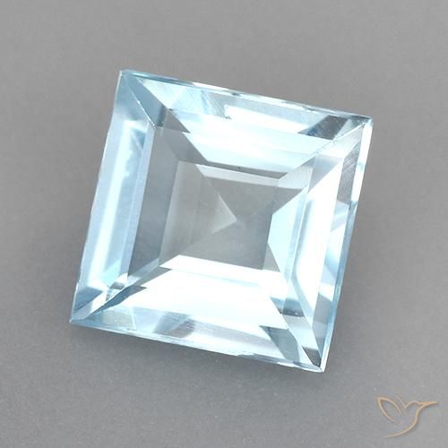 2.55ct Natural Céu azul Topázio, Quadrado, VVS