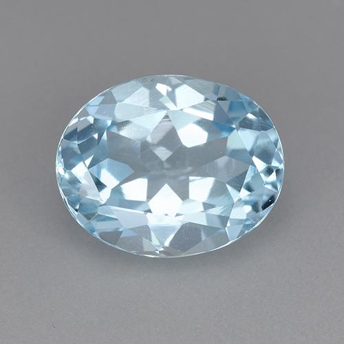 Topázio azul natural 3,19ct, corte oval, VVS
