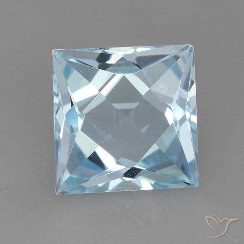 3.25ct Natural Céu azul Topázio, Quadrado, VVS-VS