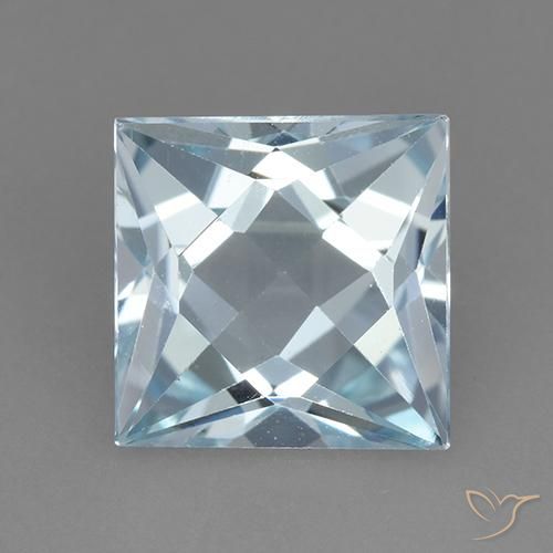 3.32ct Natural Céu azul Topázio, Quadrado, VVS
