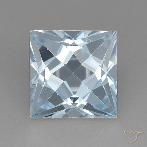 3.25ct Natural Céu azul Topázio, Quadrado, VVS-VS