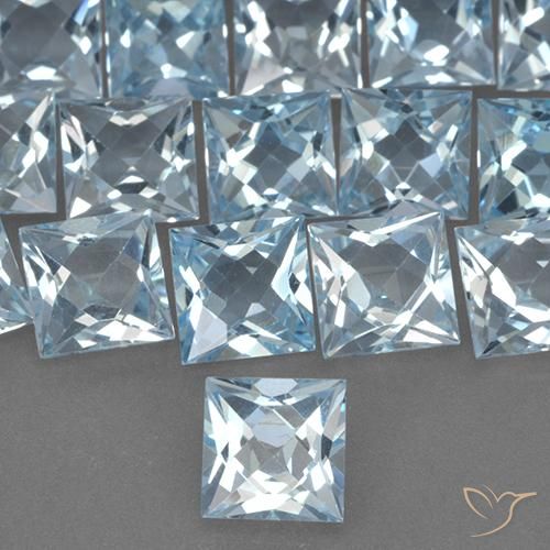 2.08ct Natural Céu azul Topázio, Quadrado, VVS-VS