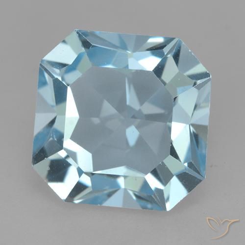 Topázio azul natural 4,23ct, corte esmeralda, VVS-VS