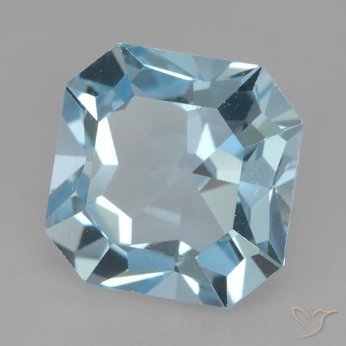 Topázio azul natural 4,23ct, corte esmeralda, VVS-VS