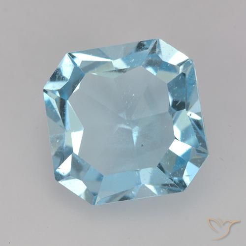Topázio Céu azul Natural 4.11ct, Corte Octógono / Esmeralda, VVS-VS