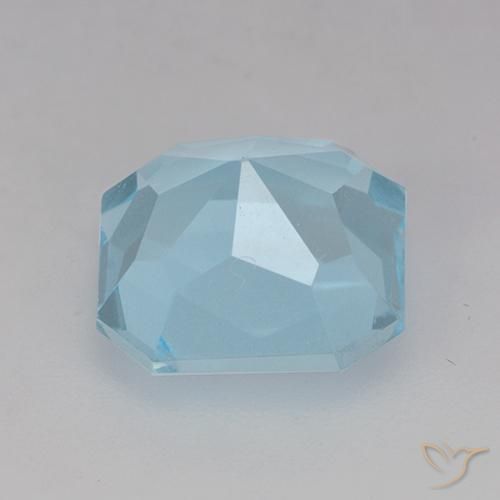 Topázio Céu azul Natural 4.11ct, Corte Octógono / Esmeralda, VVS-VS
