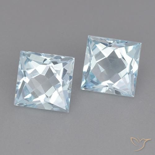 Pedras preciosas de Topázio Céu azul natural de 4.18 ct, Quadrado, VVS-VS