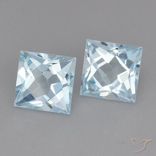 Pedras preciosas de Topázio Céu azul natural de 4.31 ct, Quadrado, VVS