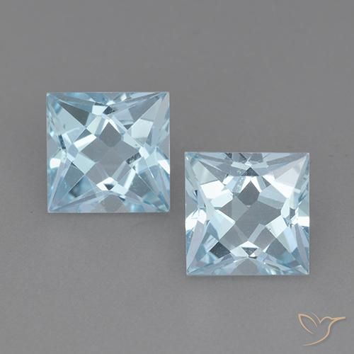 Pedras preciosas de Topázio Céu azul natural de 4.44 ct, Quadrado, VVS