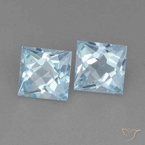 Pedras preciosas de Topázio Céu azul natural de 4.44 ct, Quadrado, VVS