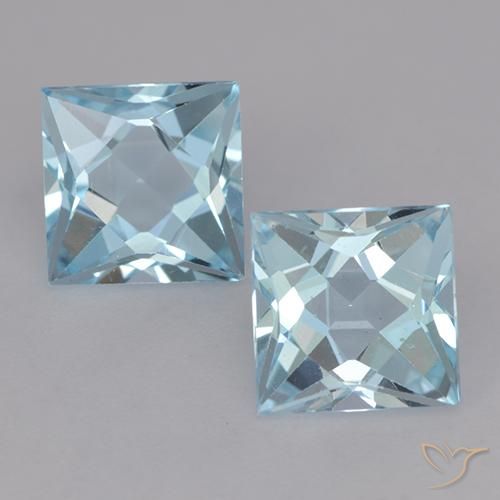 4.02ctw Natural Céu azul Topázio, Quadrado, VVS-VS