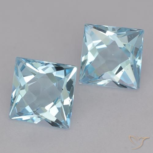 Pedras preciosas de Topázio Céu azul natural de 4.02 ct, Quadrado, VVS-VS