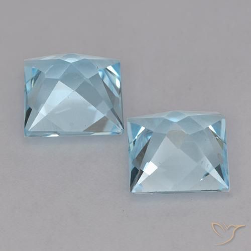Pedras preciosas de Topázio Céu azul natural de 4.02 ct, Quadrado, VVS-VS