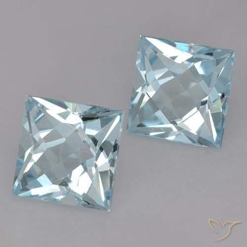 Pedras preciosas de Topázio Céu azul natural de 4.21 ct, Quadrado, VVS-VS