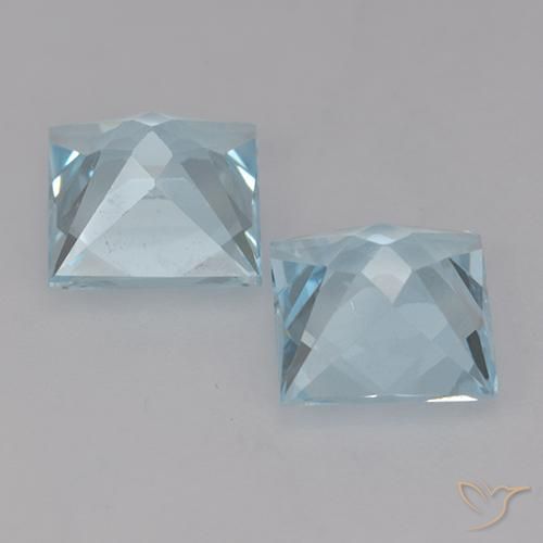 Pedras preciosas de Topázio Céu azul natural de 4.21 ct, Quadrado, VVS-VS