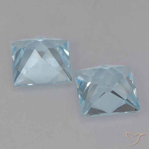 Pedras preciosas de Topázio Céu azul natural de 4.29 ct, Quadrado, VVS