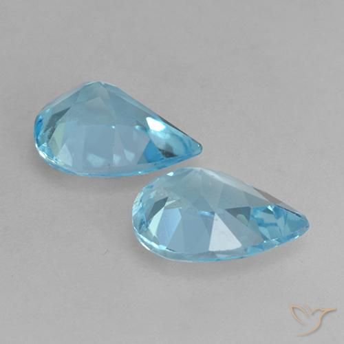 Pedras preciosas de Topázio Céu azul natural de 1.52 ct, Formato de pêra, VVS-VS