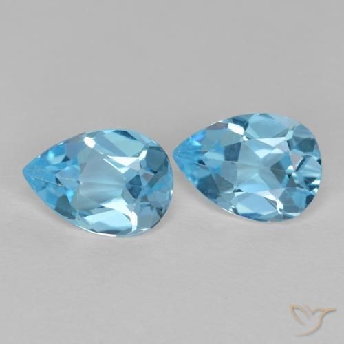 Pedras preciosas de Topázio Azul Suíço natural de 1.65 ct, Formato de pêra, VVS-VS