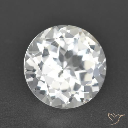 Topázio Branco claro Natural 4.29ct, Redondo, VVS