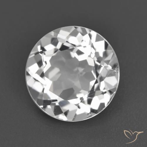 Topázio Branco claro Natural 3.80ct, Redondo, VVS