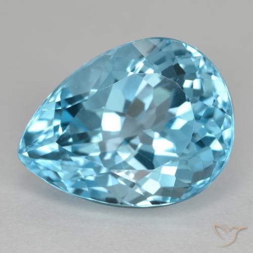 Topázio azul natural 12,74ct, formato de pêra, VVS