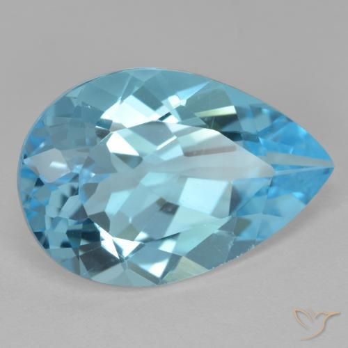 Topázio Azul Suíço Natural 11.62ct, Formato de pêra, VVS