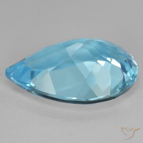 Topázio Azul Suíço Natural 11.62ct, Formato de pêra, VVS