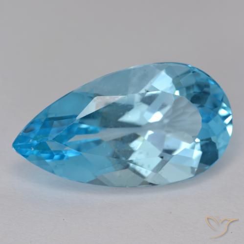 13.99ct Natural Azul Suíço Topázio, Formato de pêra, VS-SI