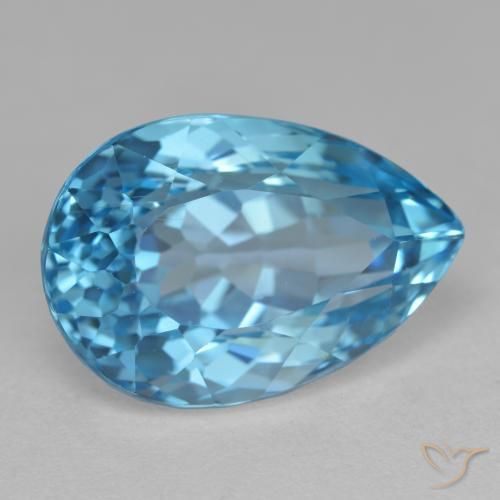 Topázio Azul Suíço Natural 15.71ct, Formato de pêra, VVS-VS