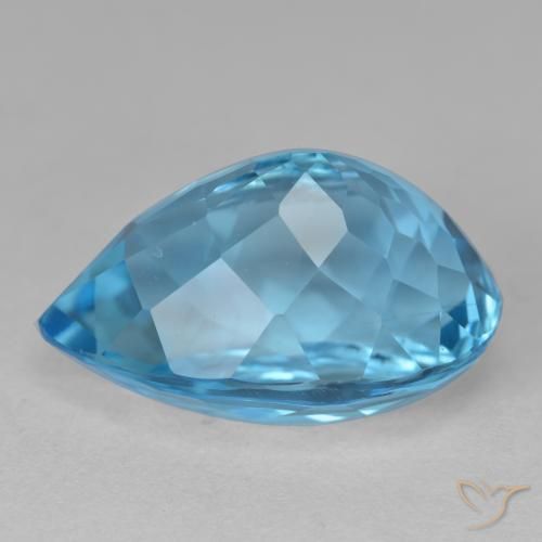 Topázio Azul Suíço Natural 15.71ct, Formato de pêra, VVS-VS