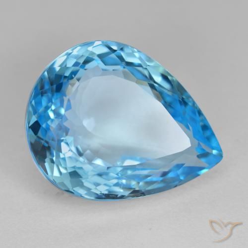 Topázio Azul Suíço Natural 19.07ct, Formato de pêra, VVS-VS