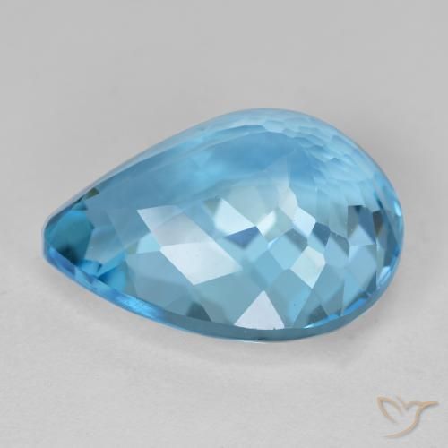Topázio Azul Suíço Natural 19.07ct, Formato de pêra, VVS-VS