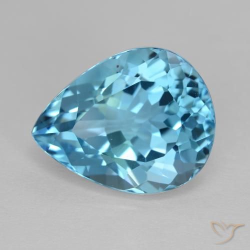 14.30ct Natural Azul Suíço Topázio, Formato de pêra, VVS-VS