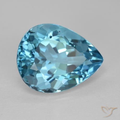 Topázio Azul Suíço Natural 14.30ct, Formato de pêra, VVS-VS