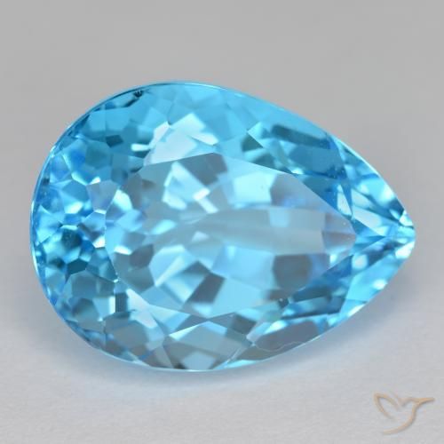 Topázio Azul Suíço Natural 17.71ct, Formato de pêra, VVS-VS