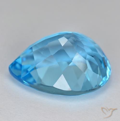 Topázio Azul Suíço Natural 17.71ct, Formato de pêra, VVS-VS