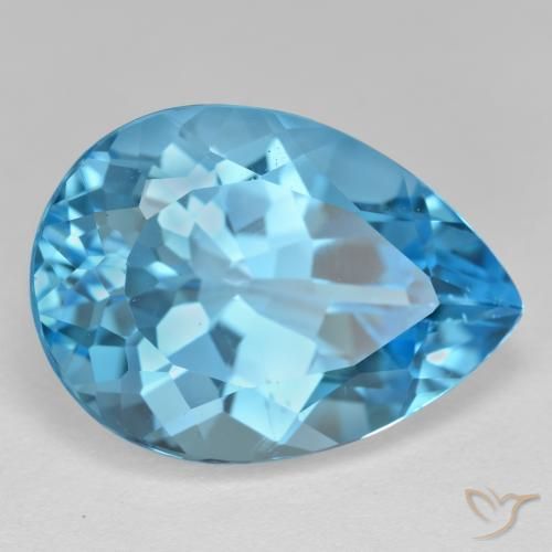 Topázio Azul Suíço Natural 18.96ct, Formato de pêra, VVS-VS