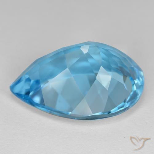 Topázio Azul Suíço Natural 18.96ct, Formato de pêra, VVS-VS