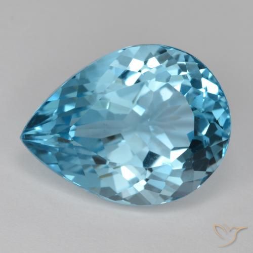 18.47ct Natural Azul Suíço Topázio, Formato de pêra, VVS-VS