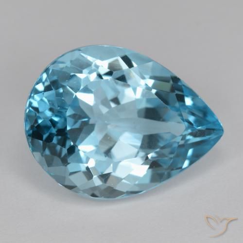 Topázio Azul Suíço Natural 18.47ct, Formato de pêra, VVS-VS